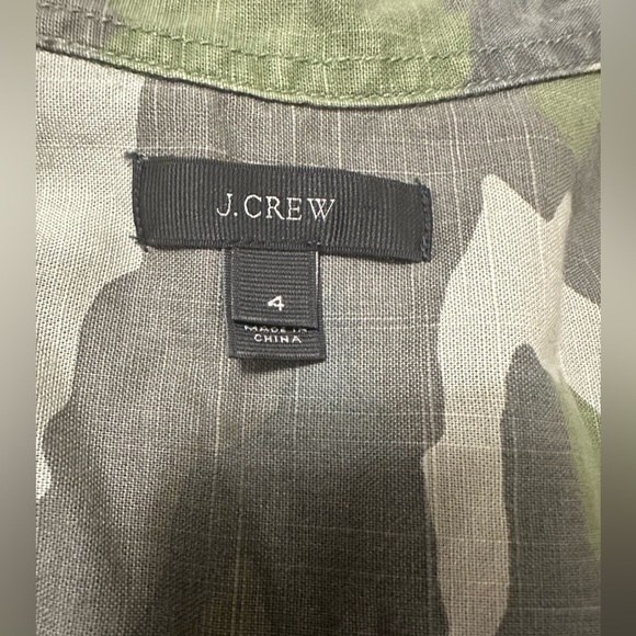 J Crew Womens Green Camouflaged Long Sleeve Button Down Cotton Shirt Size 4 - Picture 4 of 5